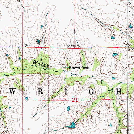 Topographic Map of Brown Cemetery, IA