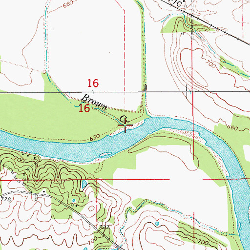 Topographic Map of Brown Creek, IA