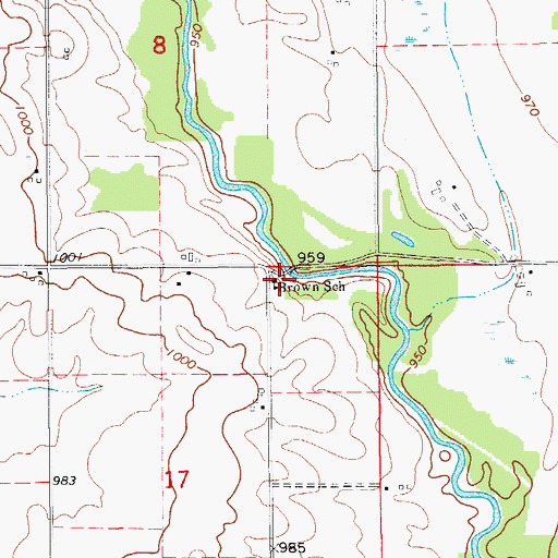 Topographic Map of Brown School, IA
