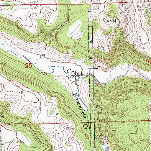 Topographic Map of Brownfield Creek, IA