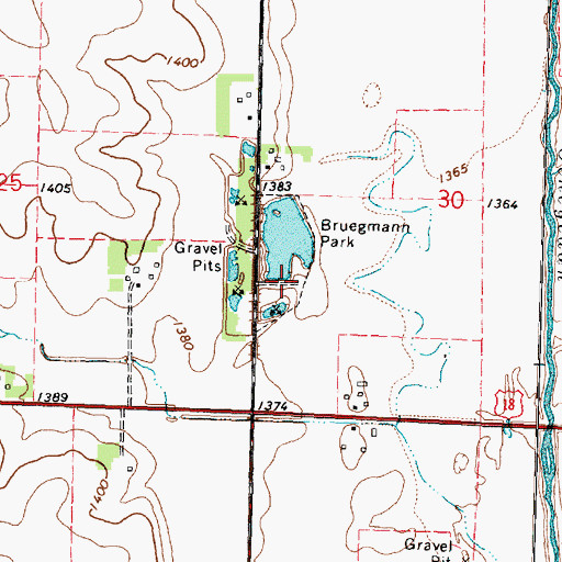 Topographic Map of Bruegmann Park, IA