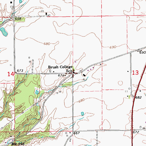 Topographic Map of Brush College School, IA