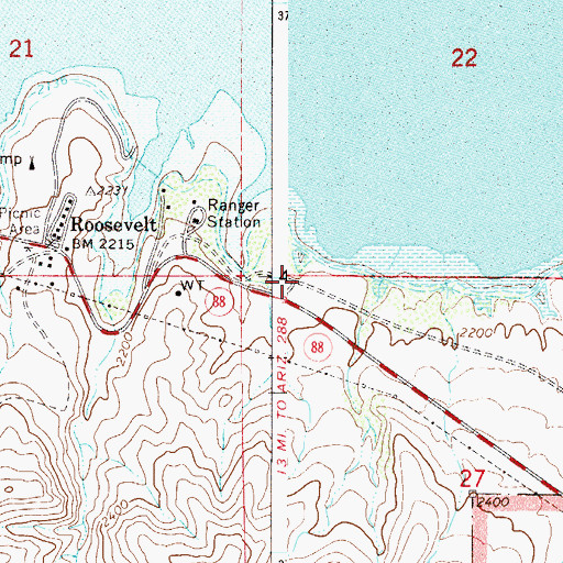 Topographic Map of Tonto Ranger Station Heliport, AZ
