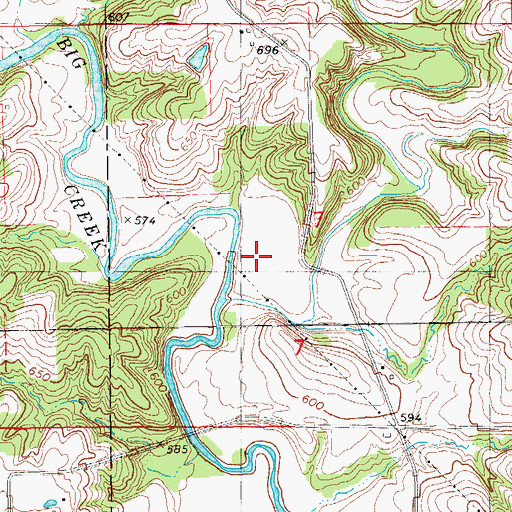 Topographic Map of Brush Creek, IA