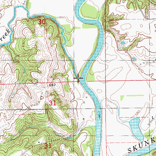 Topographic Map of Brush Creek, IA