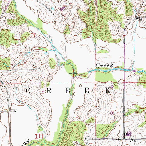 Topographic Map of Brush Creek, IA