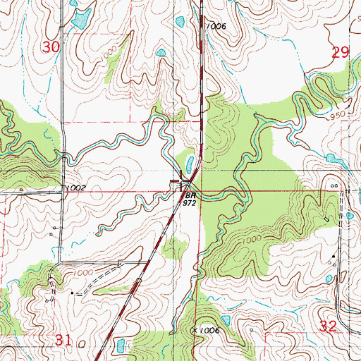 Topographic Map of Brush Creek, IA