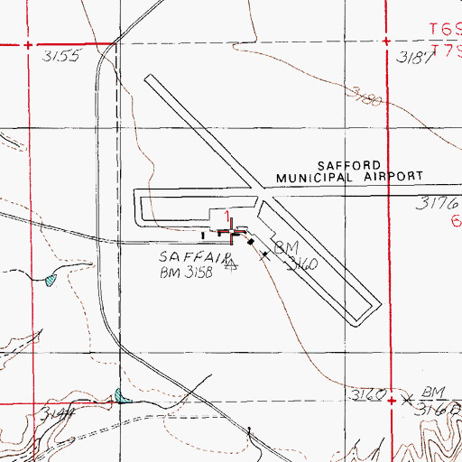Topographic Map of Safford Regional Airport, AZ