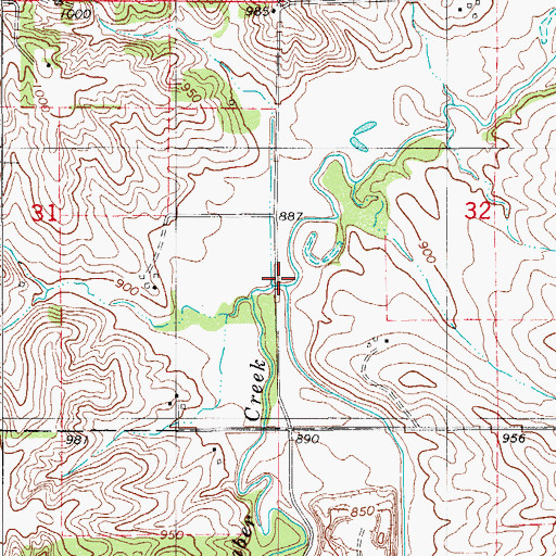 Topographic Map of Brush Creek, IA