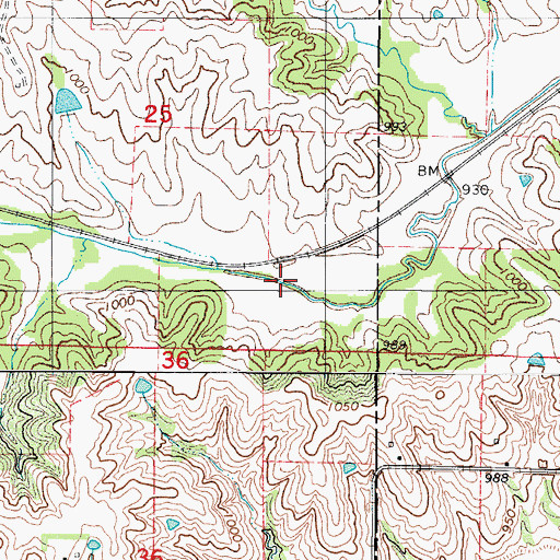Topographic Map of Brush Creek, IA