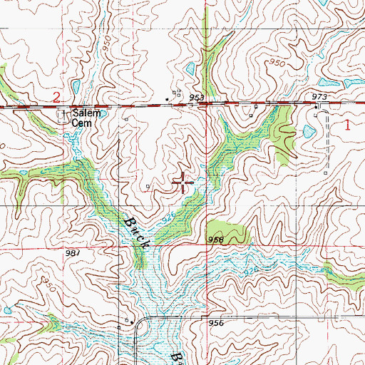 Topographic Map of Brush School, IA