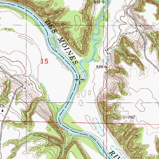 Topographic Map of Brushy Creek, IA