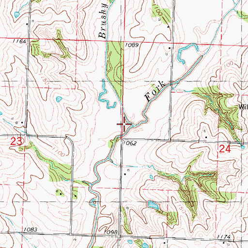 Topographic Map of Brushy Creek, IA