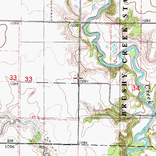 Topographic Map of Brushy Creek State Park, IA