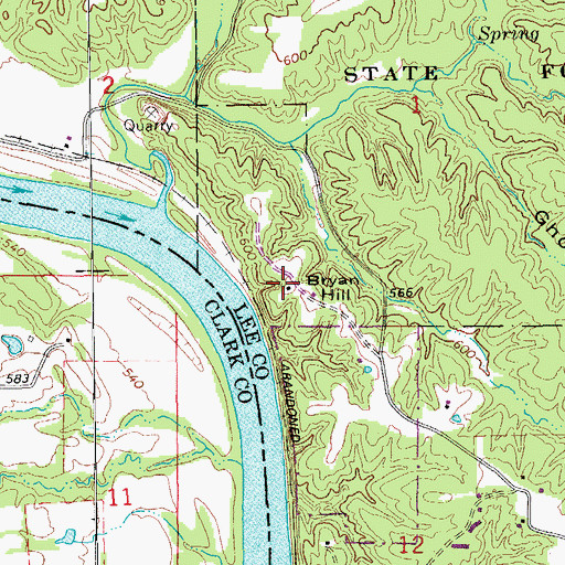Topographic Map of Bryan Hill, IA