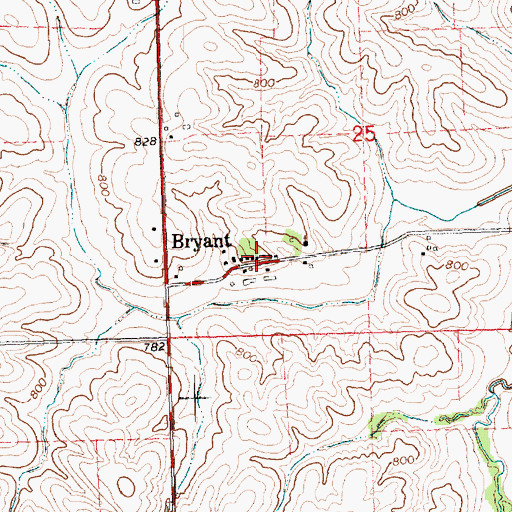 Topographic Map of Bryant, IA