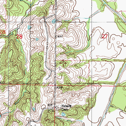 Topographic Map of Bryant School, IA