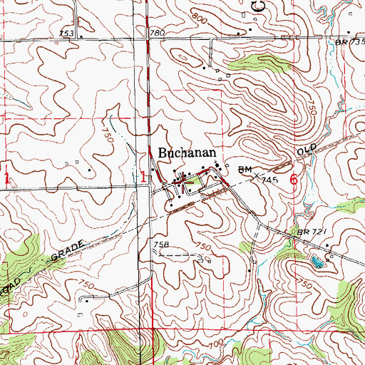 Topographic Map of Buchanan, IA