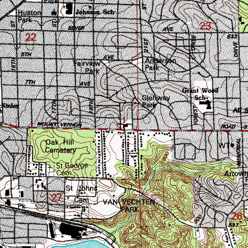 Topographic Map of Buchman School, IA