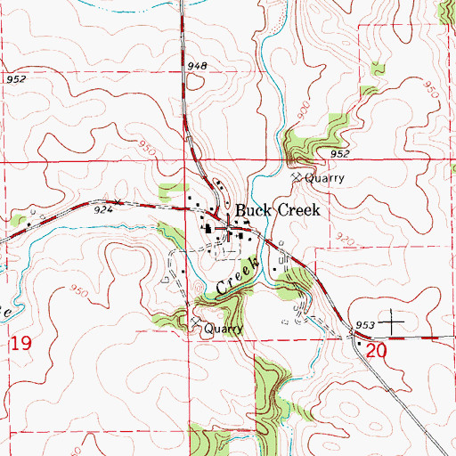 Topographic Map of Buck Creek, IA