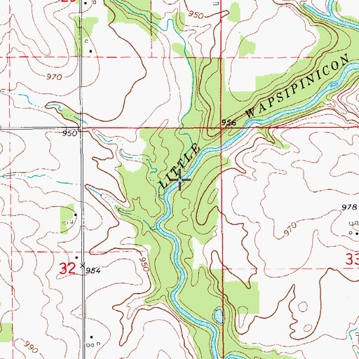 Topographic Map of Buck Creek, IA