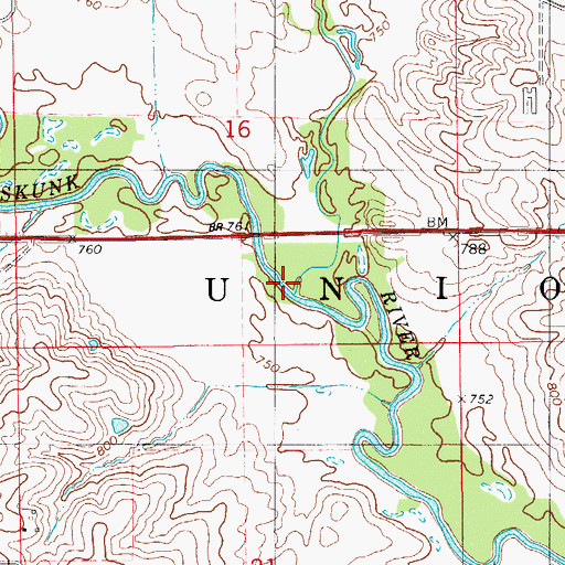 Topographic Map of Buck Creek, IA