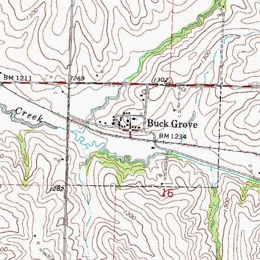 Topographic Map of Buck Grove, IA