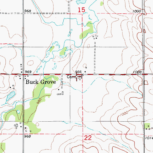 Topographic Map of Buck Grove Cemetery, IA
