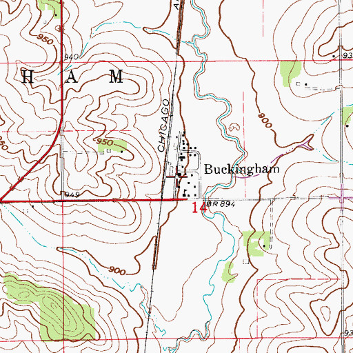 Topographic Map of Buckingham, IA