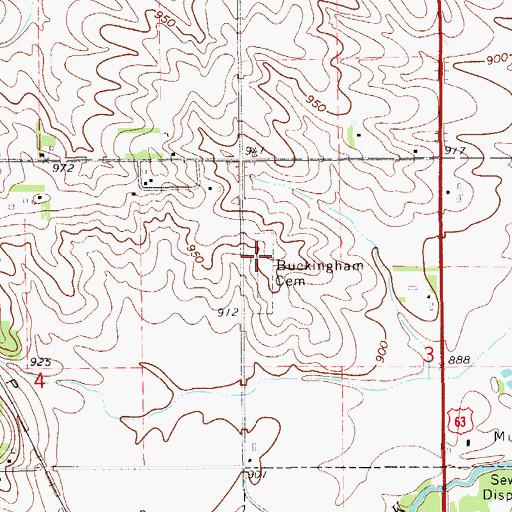 Topographic Map of Buckingham Cemetery, IA