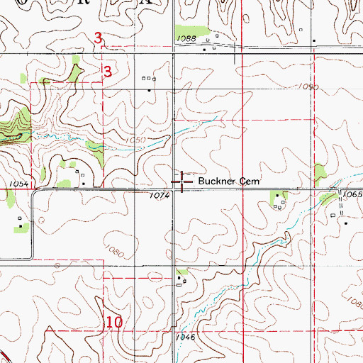 Topographic Map of Buckner Cemetery, IA