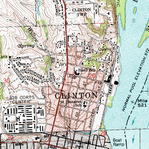 Topographic Map of Buell School, IA