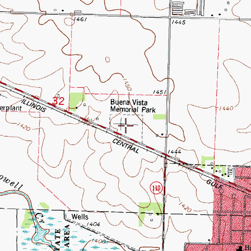 Topographic Map of Buena Vista Memorial Park Cemetery, IA