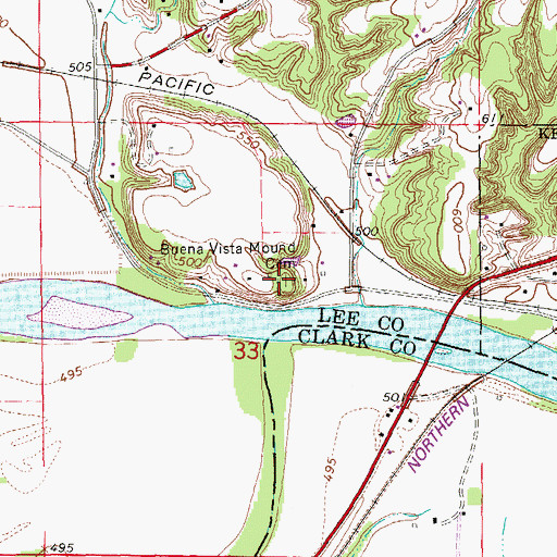 Topographic Map of Buena Vista Mound Cemetery, IA
