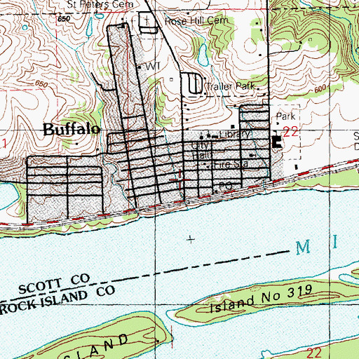 Topographic Map of Buffalo, IA