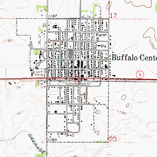 Topographic Map of Buffalo Center, IA