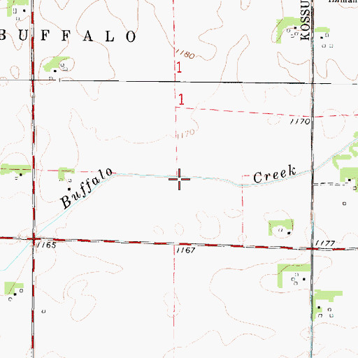 Topographic Map of Buffalo Creek, IA