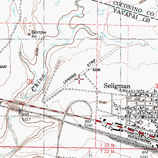 Topographic Map of Seligman Airport, AZ