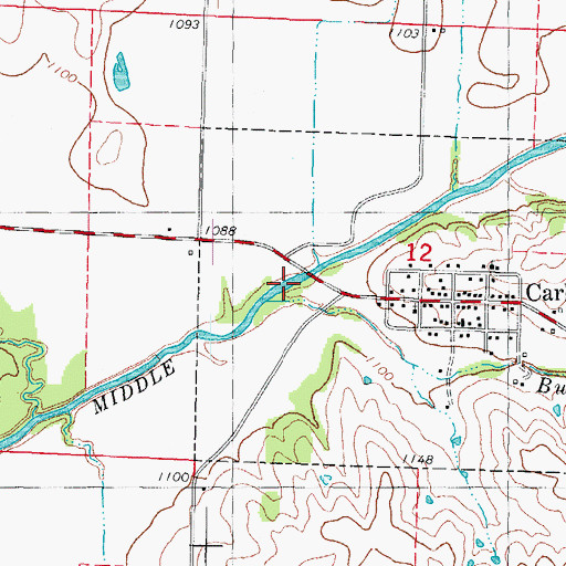 Topographic Map of Bull Creek, IA