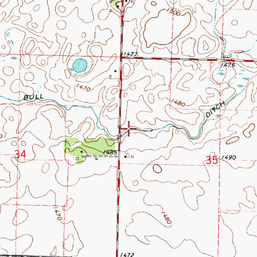Topographic Map of Bull Ditch, IA