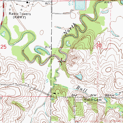 Topographic Map of Bull Run, IA