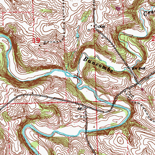 Topographic Map of Buncombe Creek, IA