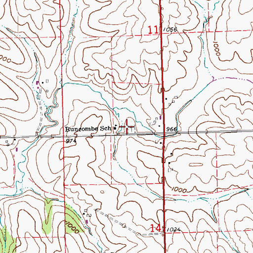 Topographic Map of Buncombe School, IA