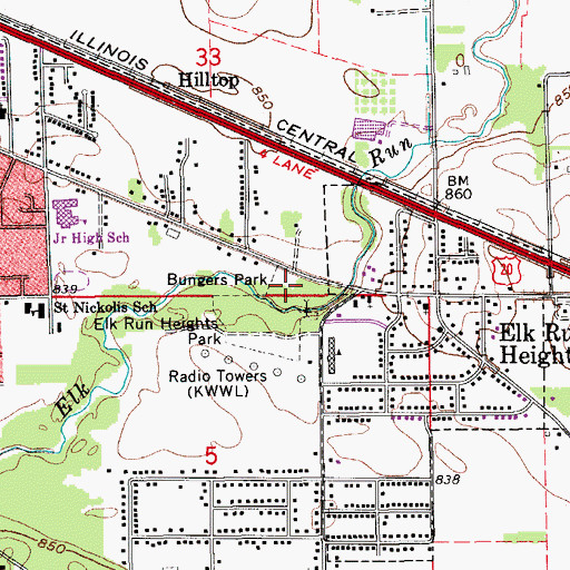 Topographic Map of Bungers Park, IA