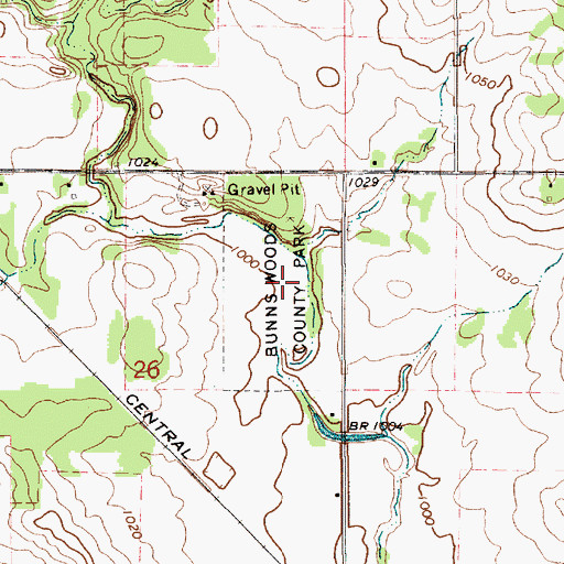 Topographic Map of Bunns Wood County Park, IA