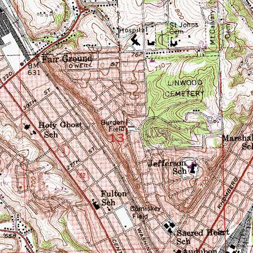 Topographic Map of Burden Field, IA