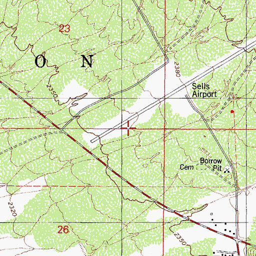 Topographic Map of Sells Airport, AZ
