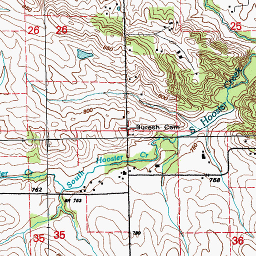 Topographic Map of Buresh Cemetery, IA