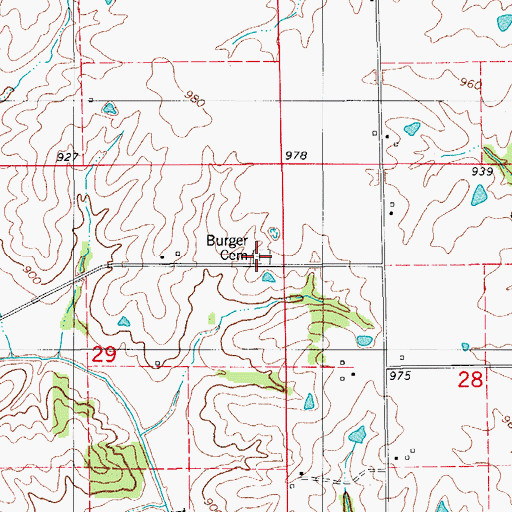 Topographic Map of Burgher Cemetery, IA