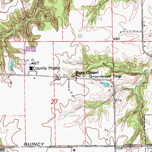 Topographic Map of Burk Chapel, IA